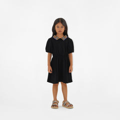 Check Collar Cotton Polo Shirt Dress