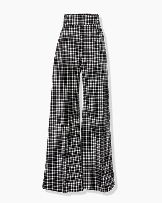 Wide-Leg Plaid Pants