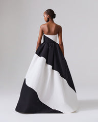 Strapless Color Blocked Ball Gown