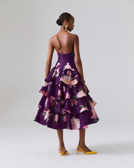 Strapless Ruffled Floral-Print Dress