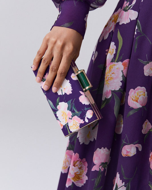 Peony-Print Scala Clutch