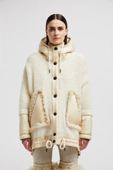 Wool, Alpaca & Mohair Padded Hooded Shearling Cape