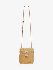 Shark Lock Bucket Bag In Suede And Shearling