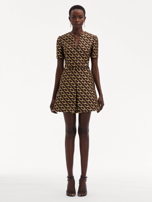 Oscar Chain-Link Jacquard Dress