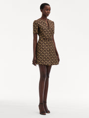 Oscar Chain-Link Jacquard Dress