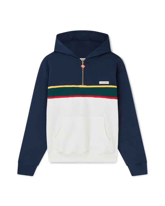 Colourblock Quarter Zip Hooded Sweatshirt