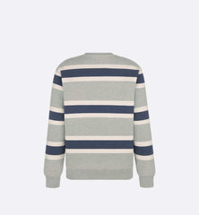 Grey Cotton Fleece with Stripes Sweater