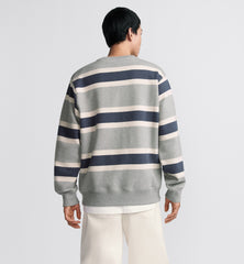 Grey Cotton Fleece with Stripes Sweater