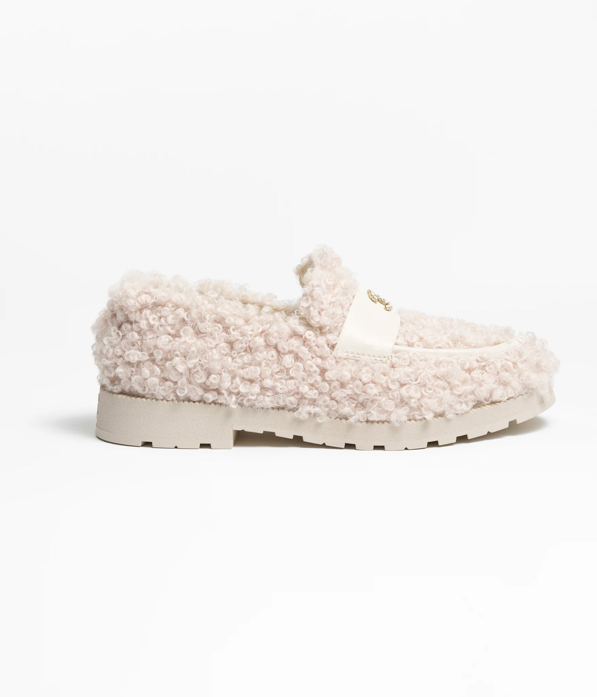 Moccasins   Mixed Fibers & Lambskin  Ivory