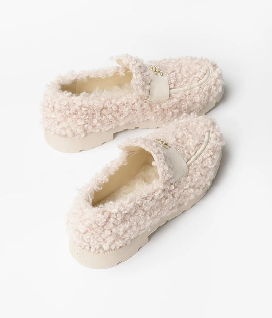 Moccasins   Mixed Fibers & Lambskin  Ivory