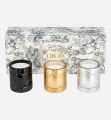 Set of Three Scented Mini Candles: Résines Boisées, Ambre d'Or And Muguet Encens