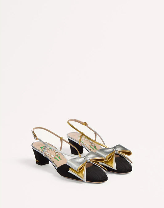 Bowow Slingback Pumps In Moirè Fabric 45mm