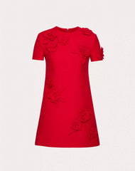 Embroidered Crepe Couture Short Dress