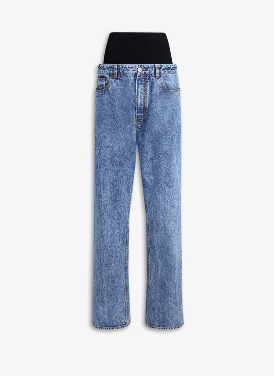 Knit Band Jeans In Snow Denim