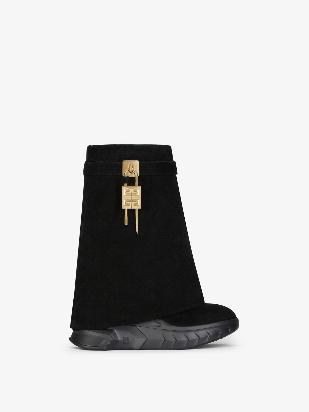 Shark Lock Biker Ankle Boots In Suede