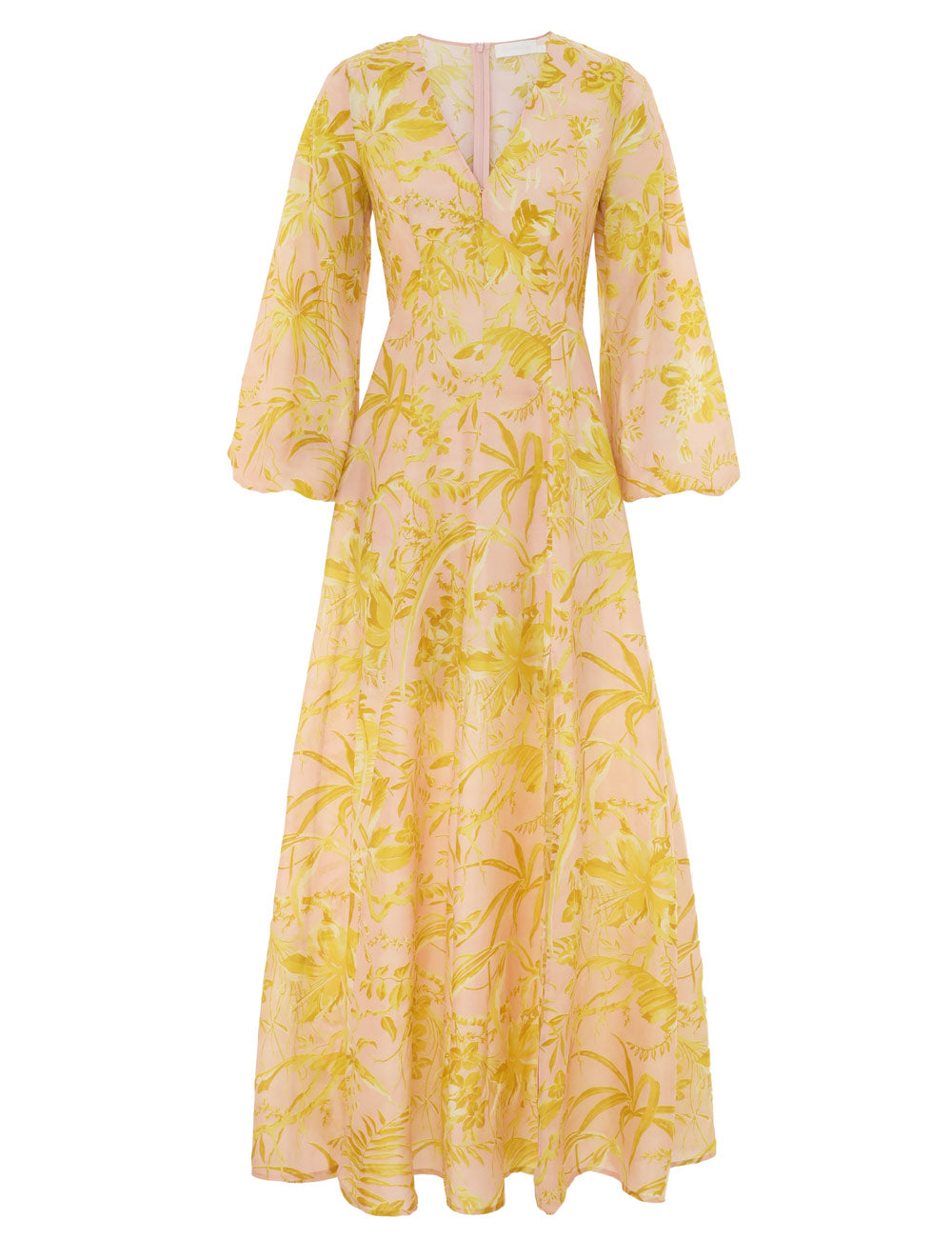 Golden Long Sleeve Maxi Dress