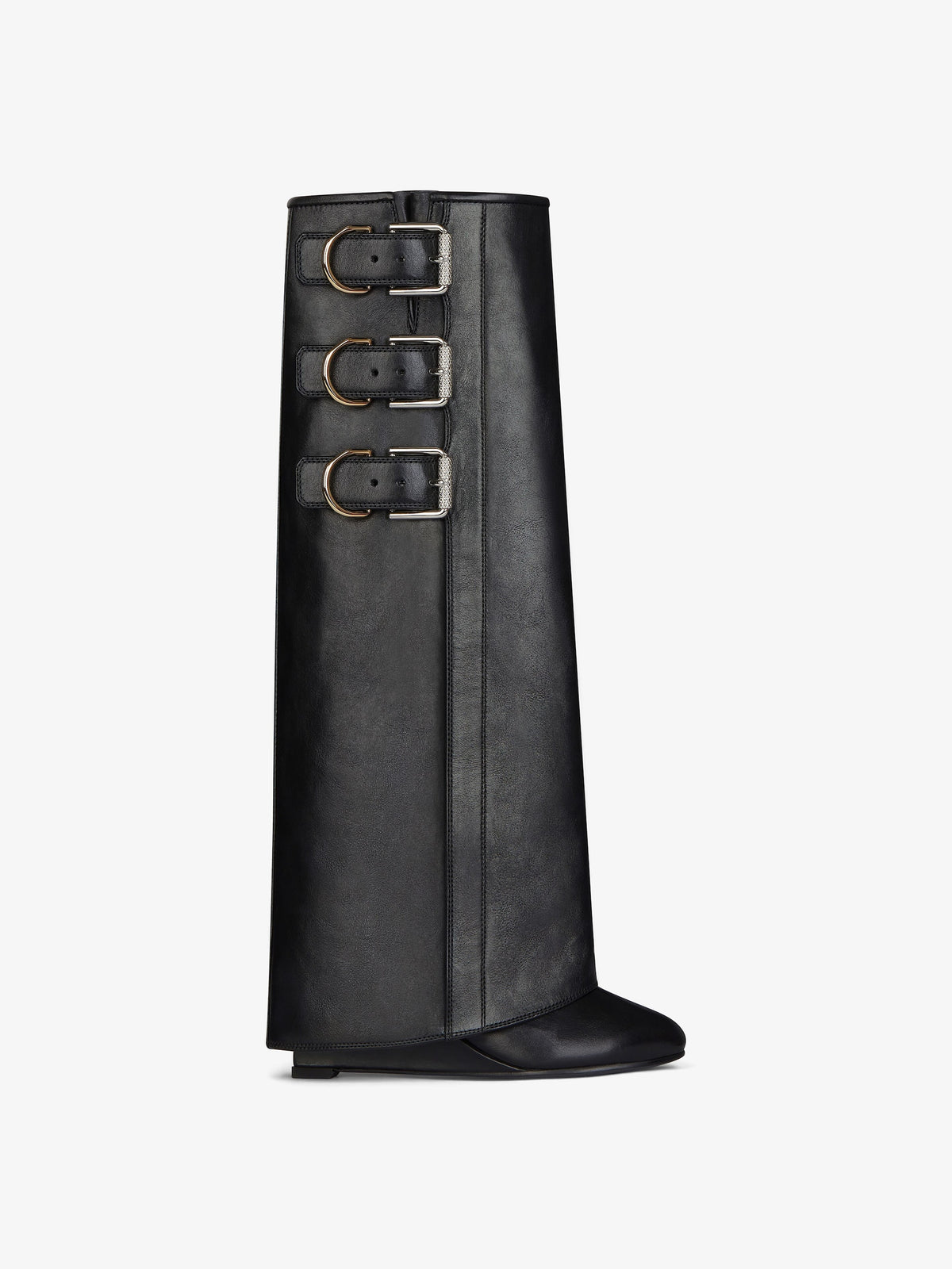 Shark Lock Buckles Boots In Leather