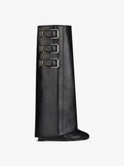 Shark Lock Buckles Boots In Leather