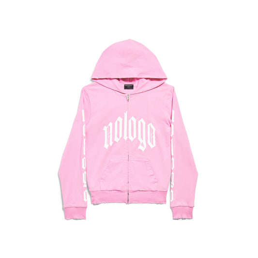 Women's Nologo Zip-up Hoodie Small Fit In Light Pink/White