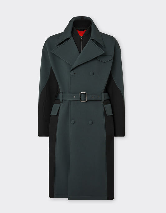 Trench Coat In Bonded Wool With Scuba Effect