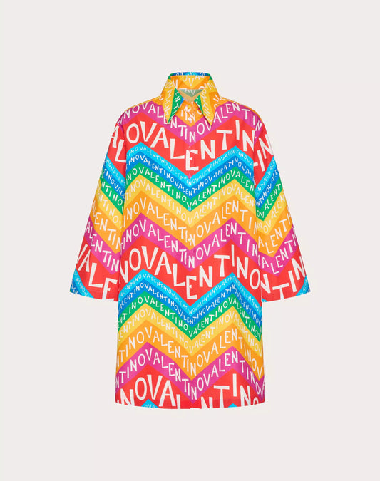 Valentino Chevron 24 Popeline Short Dress