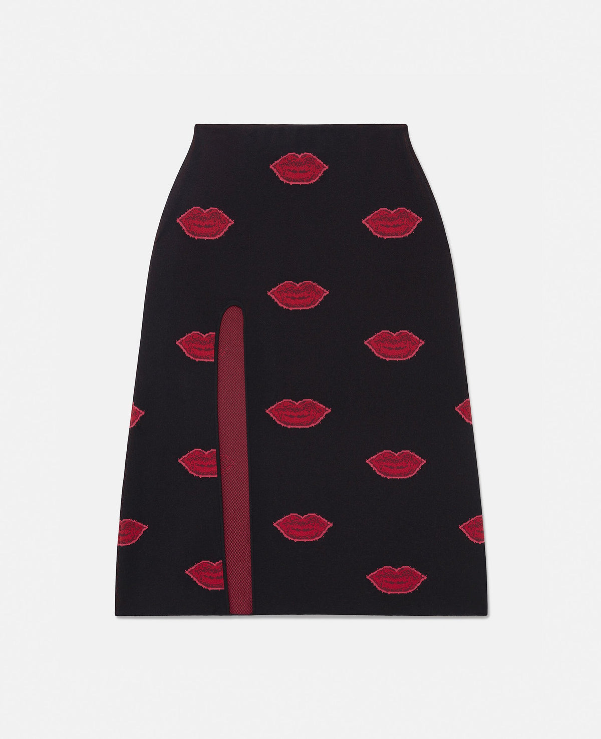 Lips Graphic Knit Mid-Rise Midi Skirt