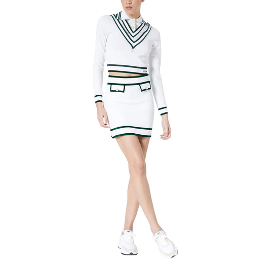 Retro Tennis Pleated Polo Shirt