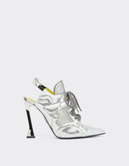 Miami Collection Slingback Sandals In Silver-Tone Leather