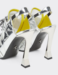 Miami Collection Slingback Sandals In Silver-Tone Leather