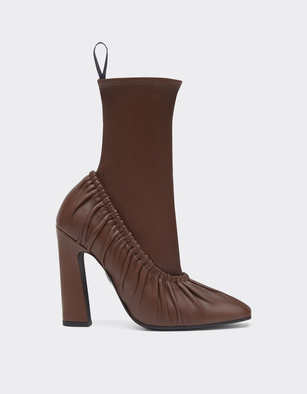 Gathered Nappaankle Boot With High Heel