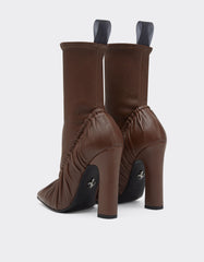 Gathered Nappaankle Boot With High Heel