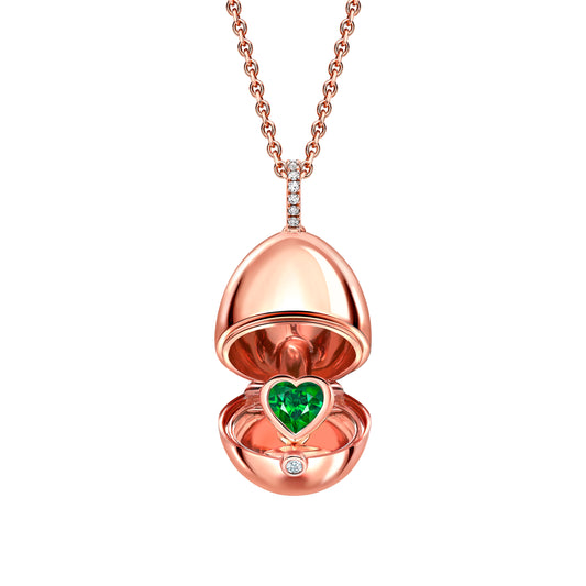 Fabergé Essence Rose Gold Emerald Heart Surprise Locket