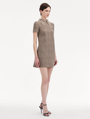 Peony Guipure Collar Plaid Shift Dress