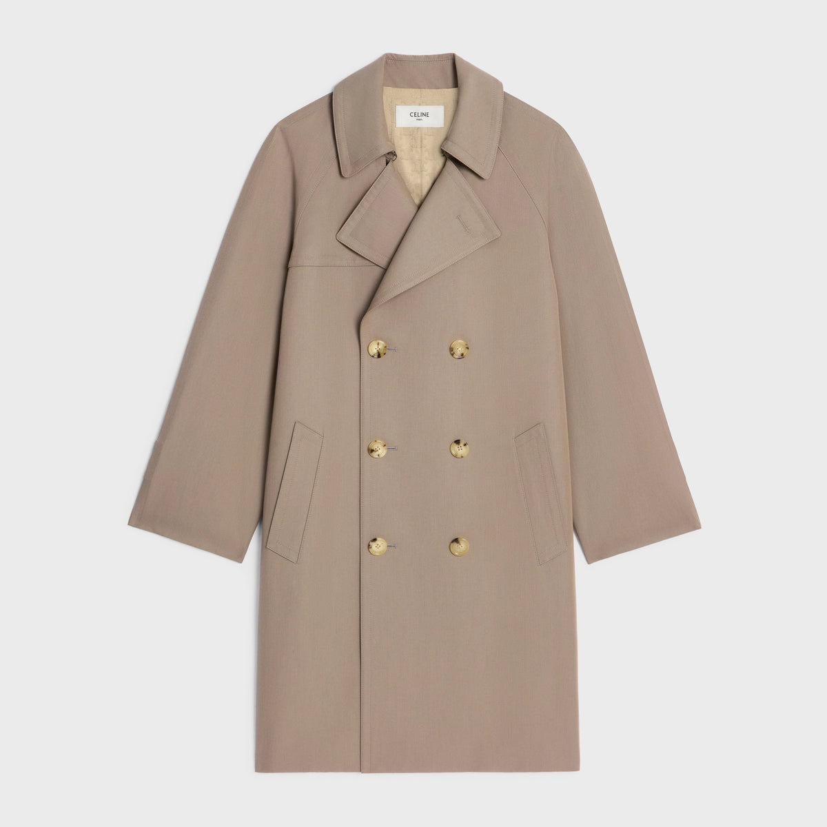 Trench Coat In Wool Gabardine And Cotton