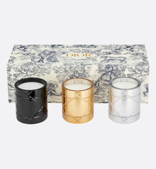 Set of Three Scented Mini Candles: Résines Boisées, Ambre d'Or And Muguet Encens