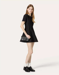 Embroidered Crepe Couture Short Dress