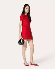 Embroidered Crepe Couture Short Dress