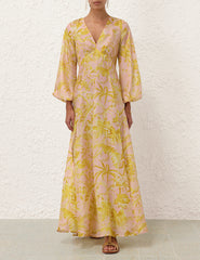 Golden Long Sleeve Maxi Dress