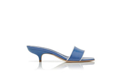 Helamu Blue Patent Leather Open Toe Mules