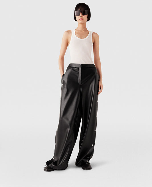 Wide-Leg Popper-Studded Joggers