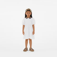 Check Collar Cotton Polo Shirt Dress