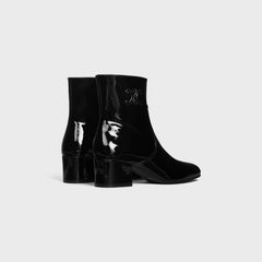 Les Bottes Celine Triomphe Zipped Boot In Patent Calfskin