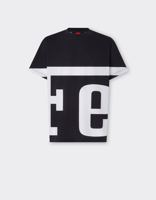Cotton T-shirt With Ferrari Logo Print