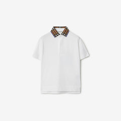 Check Collar Cotton Polo Shirt