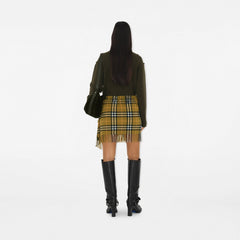 Check Wool Cashmere Scarf Skirt