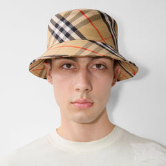 Check Cotton Blend Bucket Hat