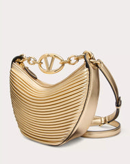 Mini Vlogo Moon Hobo Bag In Metallic-effect Nappa Leather With Chain