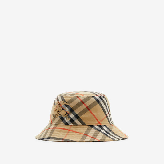 Check Cotton Blend Bucket Hat