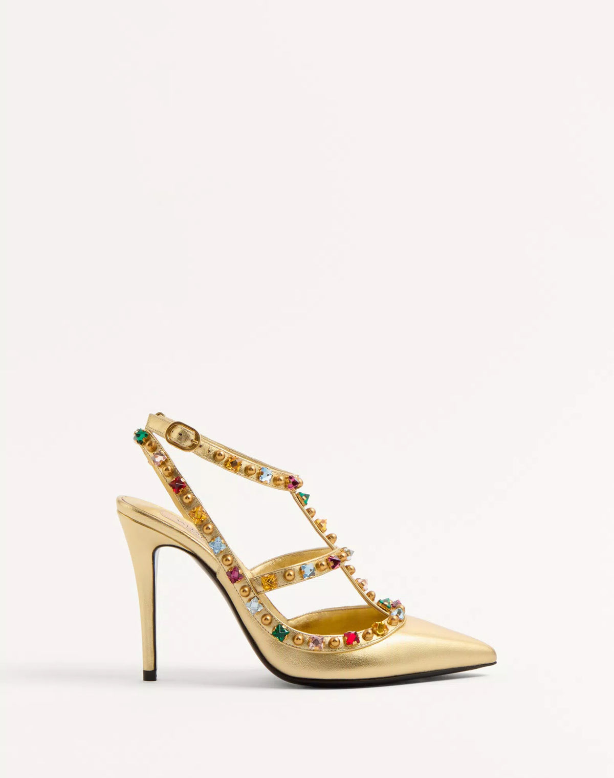 Rockstud Pumps In Laminated Nappa With Cabochon And Crystals 100mm