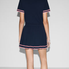 Short Pleated Skirt With Striped Trim